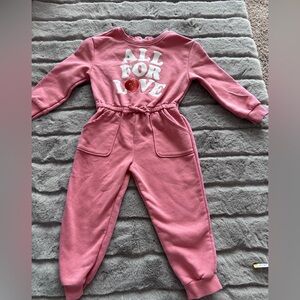 Old Navy Pink Crewneck Sweatshirt with White Heart Graphic